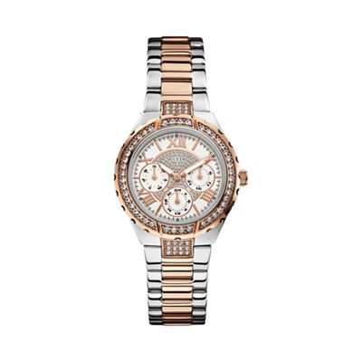 Ladies silver and rose gold bracelet watch w0111l4